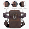 BULL CAPTAIN 076 Retro Leather Mobile Phone Waist Bag Men Leather Messenger Bag(Black)
