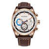 Ochstin 6046A Business Style Quartz Men Leather Watch(Rose Gold+Coffee)
