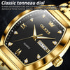 OLEVS 5528 Men Business Dual Calendar Wine Barrel Waterproof Quartz Watch(Black + Gold)