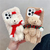 For iPhone 13 Pro Max 3D Christmas Bear Plush Phone Case(Brown)