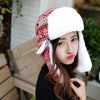 Autumn and Winter Women Snowflake Pattern Thick Warm Ear Protected Cap Flight Hats(Red)