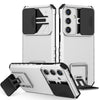 For Samsung Galaxy S25 5G Stereoscopic Holder Sliding Camshield Phone Case(White)