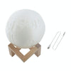 Customized Patted 3-color 3D Print Lamp USB Charging Energy-saving LED Night Light with Wooden Holder Base, Diameter:8cm