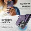 For iPhone 14 Pro Max DG.MING MAGKING-K2 Series MagSafe RFID Card Bag Detachable Phone Case(Purple)