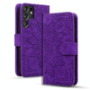 For Samsung Galaxy S25 Ultra 5G Mandala Embossed Dual-Fold Calf Leather Phone Case(Purple)