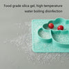 M010094 Children Silicone Dinner Plate Gridded Anti-Fall Eating Bowl Baby Cartoon Complementary Food Non-Slip Suction Cup Bowl(Cow-Blue)