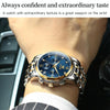 OLEVS 2858 Men Multifunctional Business Waterproof Quartz Watch(Blue + Gold)