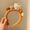 Cartoon Bear Hair Bands Plush Headdress Versatile Hairball Hair Accessories(Brown)