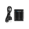 PULUZ USB Dual Batteries Charger for GoPro HERO12 Black /11 Black /10 Black /9 Black (Black)