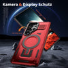 For Samsung Galaxy S23+ 5G Shield Hollow Frame Holder MagSafe Phone Case(Red)