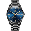 OLEVS 6898 Men Waterproof Luminous Steel Watch Band Quartz Watch(Black Blue)