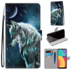 For Alcatel 1L (2021) Coloured Drawing Cross Texture Horizontal Flip PU Leather Case with Holder & Card Slots & Wallet & Lanyard(Pensive Wolf)