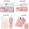 Stainless Steel Nail Clipper Set Beauty Eyebrow Trimmer, Color: 6 PCS/Set (Pink)