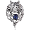 Retro Wolf Head Brooches Creative Personality Animal Pin Men Suits Coat Badge Accessories(Silver)