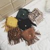 Mini Messenger Bag Cute Tassel Design Kids Coin Purses Children Handbags Shoulder Bags(Dark Khaki)