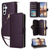 For Samsung Galaxy A35 Nine-card Slots Zipper Wallet Bag Leather Phone Case(Dark Purple)
