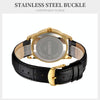 SKMEI 9058 Multifunctional Outdoor Fashion Waterproof Gold Shell Quartz Wrist Watch(Women Style Gold Face Brown Strap)