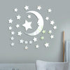 29pcs /Set Acrylic Stars And Moon Stereoscopic Mirror Wall Stickers Self-Adhesive Bedroom Background Wall Decoration(Silver)