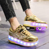 CD03 LED Double Wheel Wing Roller Skating Shoes, Size : 40(Gold)