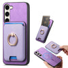 For Samsung Galaxy S24 FE 5G Retro Cross Leather Ring Vertical Insert Card Bag MagSafe Phone Case(Purple)