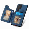 For Samsung Galaxy S25 Ultra 5G Retro Skin-feel Ring Multi-card Wallet Phone Case(Blue)