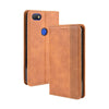 For Alcatel 1V (2019) with Fingerprint Hole Magnetic Buckle Retro Crazy Horse Texture Horizontal Flip Leather Case with Holder & Card Slots & Photo Frame(Brown)