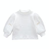 Girls Bottoming Shirt Cotton Yarn Sleeve Stand-Up Collar Tops, Size: 130 Yards(White)