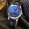 YAZOLE 513 Leather Band Calendar Waterproof Quartz Watch(Blue+Black)