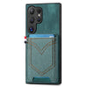For Samsung Galaxy S25 Ultra 5G Denim Texture Leather Skin Phone Case with Card Slot(Green)