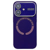 For iPhone 12 Large Window Acrylic Glass Lens MagSafe Silicone Phone Case(Dark Purple)