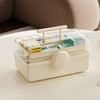 Cosmetics Storage Box Plastic Anti -Dust Transparent Desktop Medicine Box L Cream Color