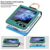 For Samsung Galaxy Z Flip6 VIETAO Metal Ring Card Slot PU Phone Case(Green Blue)