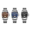 HELEI H9026A-G Men Waterproof Quartz Watch Stainless Steel Calendar Automatic Display Watch(Dark Brown)