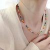 Colorful Beaded Smiley Necklace Womens Clavicle Chain, Style: Extend Chain Style