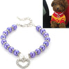 Pearl Dog & Cat Collar, Purple, L (30+5cm), Rhinestone, Copper