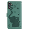 For Samsung Galaxy A36 5G Cartoon Elephant Embossed Leather Phone Case(Green)