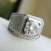 Fashion Full Rhinestone Micro-insert Silver Ring, US Size: 9, Diameter: 19mm, Perimeter: 59.8mm