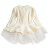 Winter Girls Knit Long Sleeve Sweater Organza Dress Evening Dress, Size:140cm(White  )