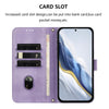 For Samsung Galaxy M14 5G Global Line Splicing Buckle Retro Leather Phone Case(Purple)