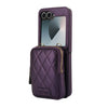 For Samsung Galaxy Z Flip6 AwQuer Crossbody Zipper Wallet Bag Litchi Leather Phone Case(Dark Purple)
