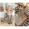 1pair Women Autumn and Winter Socks Brown Color Thick Retro Mid-calf Socks, Style: Rhombus