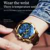 OLEVS 2872 Men Three Eyes Six Needles Chronograph Waterproof Quartz Watch(Blue + Gold)
