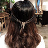 Women Fashion Headbands Crystal Alloy Hairbands Back Holder(Golden tassel)