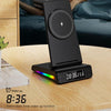 5-in-1 Desktop Magnetic Wireless Charger with Clock and Temperature Display for Smartphones / Watches / Earphones(White)
