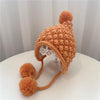 Hand-Woven Children Knitted Ear Protection Hat Autumn and Winter Thickened Baby Pineapple Grain Woolen Hat, Size: 48-53cm Head Circumference(Orange)