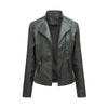 Women Short Leather Jacket Slim Jacket Motorcycle Suit, Size: M(Green)