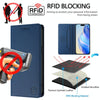 For iPhone 7 Plus / 8 Plus RC01 Dual-Folded Magnetic Suction RFID Leather Phone Case(Dark Blue)