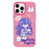 For iPhone 15 Pro Max Skin Feeling Jelly TPU Hybrid PC Phone Case(Purple Hair Girl Rose Red)