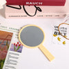 Simple Handheld HD Cosmetic Mirror Portable Handle Mirror, Style: Round Yellow