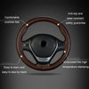 38cm Four-season Embossed Cowhide Hand-sewn Steering Wheel Cover(Black+Black Line)